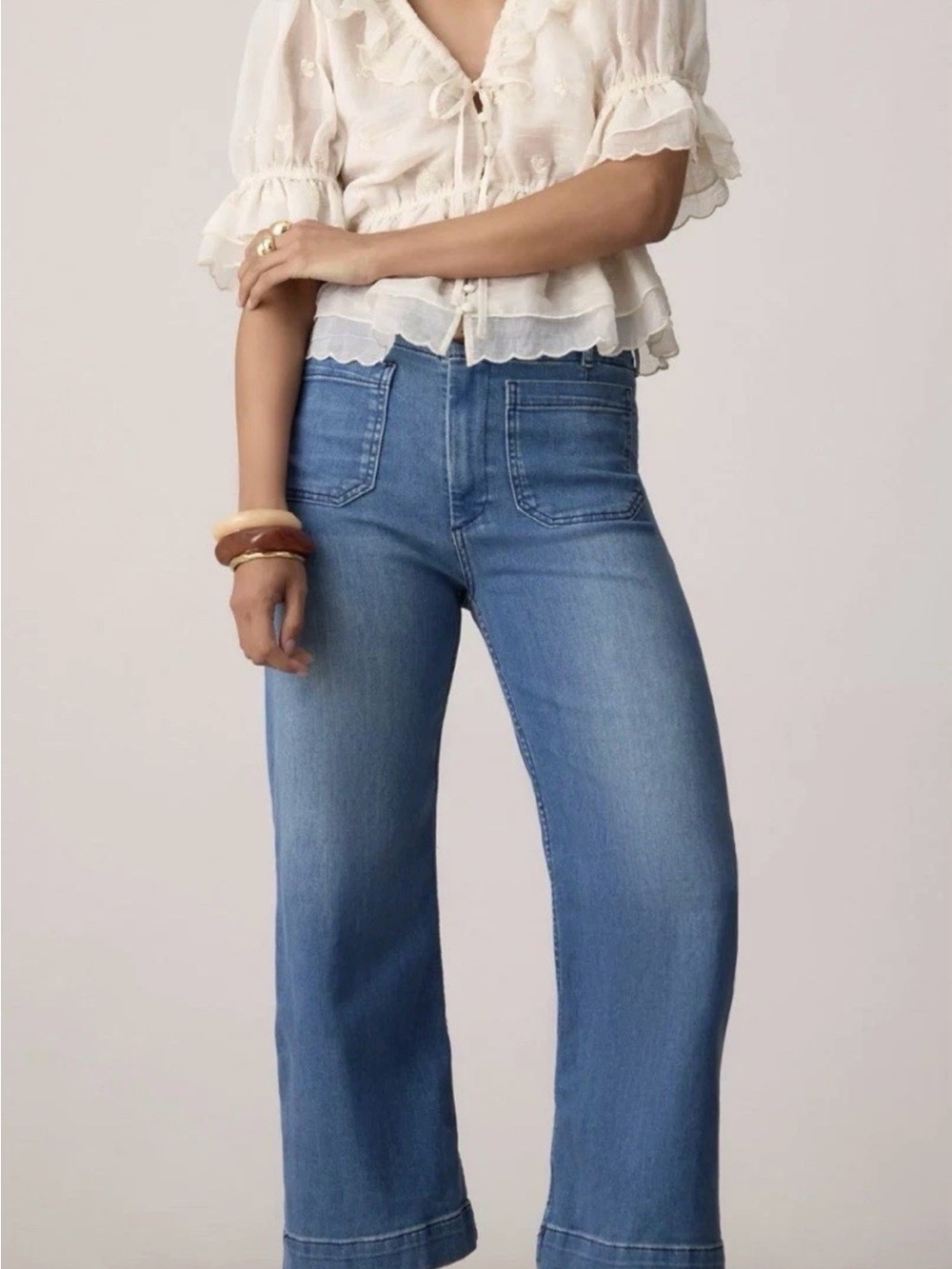 Maeve Anthropologie Colette
Blue Medium Wash High Rise Wide
Leg Jeans Sz 31 NEW